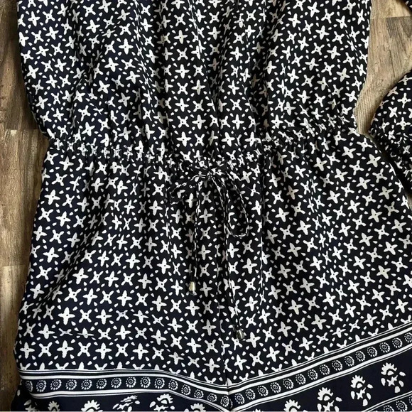 Dynamite Blue and White Polka Dot Jumpsuit with Wide-Leg Design - Picture 2 of 6